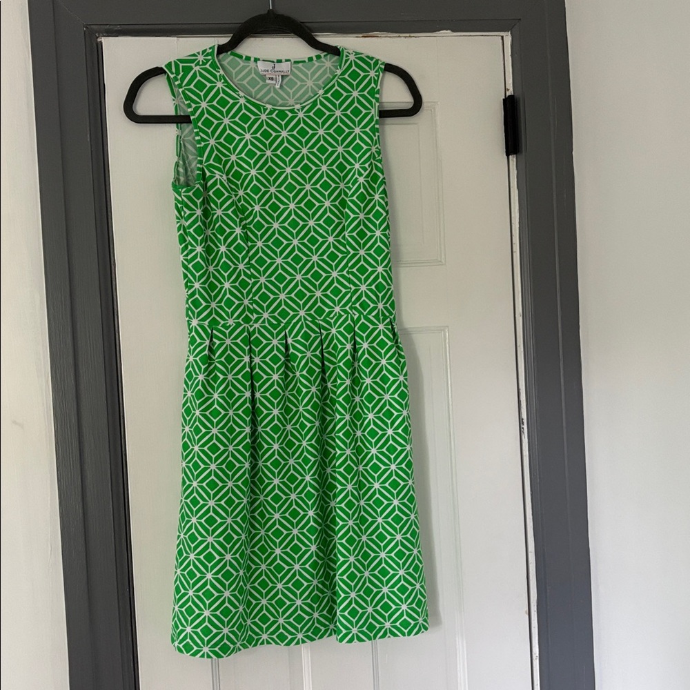 Jude Connally green  and White Patterned Dress
